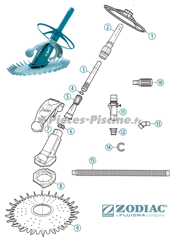 regla Eslovenia Normalización Pièces détachées pour robot ZODIAC Pacer - Pieces-Piscine.Fr